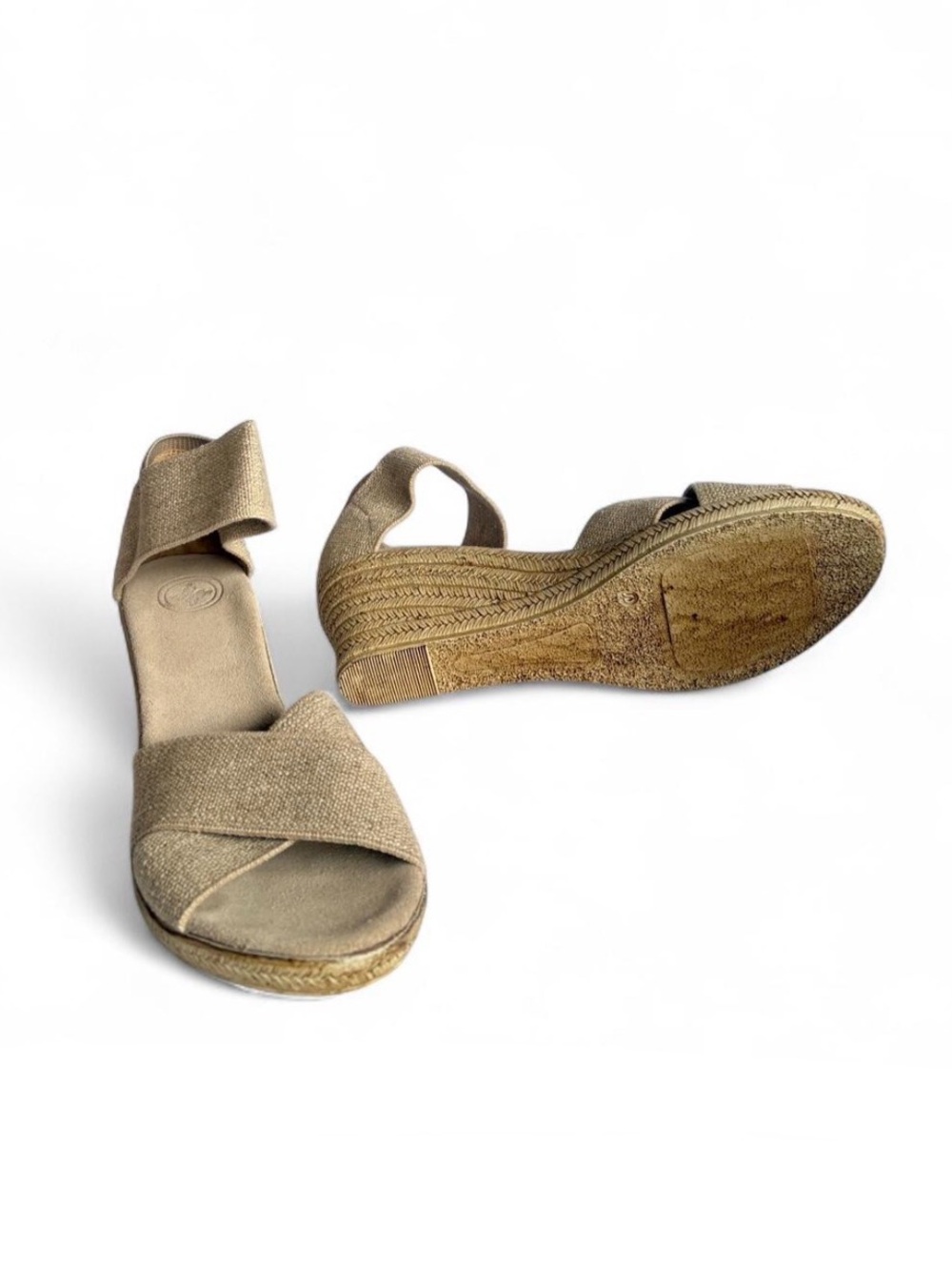 Cannon Core, Linen Wedge Sandals in Light Brown - Picture 6 of 8